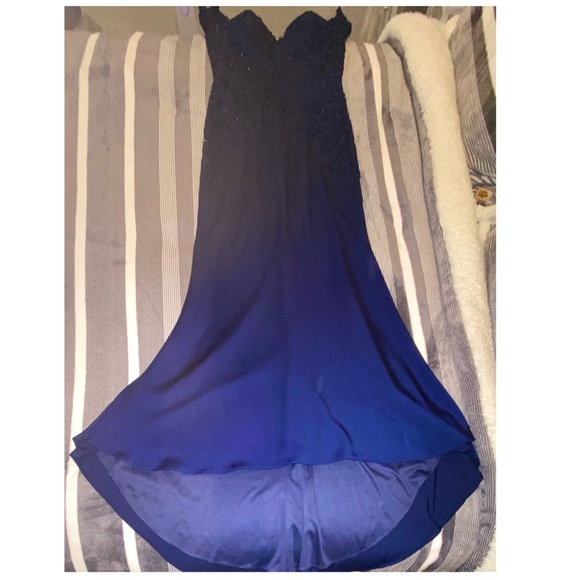 Elegant Navy Blue long cocktail dress - Picture 3 of 4